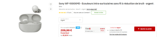 Sony WF-1000XM5 - Ecouteurs intra-auriculaires sans fil à réduction de bruit à 209,99€
