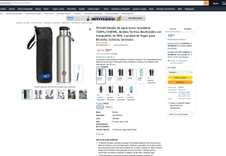 Botella Termica acerp inoxidable con mosquetón sin BPA + funda cremallera + cepillo limpiador por 15,99€