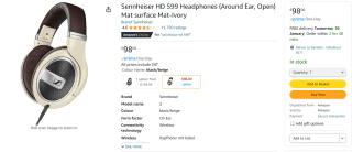 Sennheiser HD 599 Over-ear koptelefoon Bruin/Beige voor €98 bij Amazon.nl
