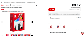 NINTENDO Switch OLED voor €277,30 bij de mediamarkt in Duitsland