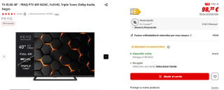TV DLED 40" Peaq PTV 40F-5024C, Full-HD, Triple Tuner, Dolby Audio por 99€