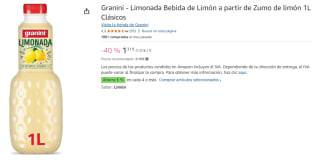 4 Botellas de GRANINI Limonada a partir de concentrado de limón botella 1L por 4.97€