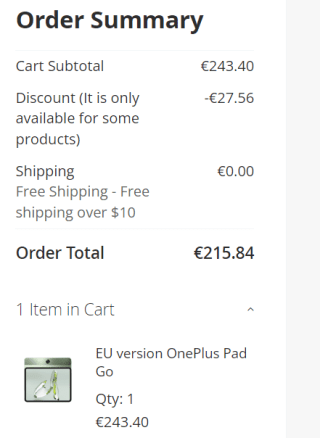 OnePlus Pad Go 128GB Groen voor €215,84 dmv code bij Gshopper
