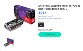 Sapphire NITRO+ AMD Radeon RX 7700 XT GAMING 12GB GDDR6 por 398€