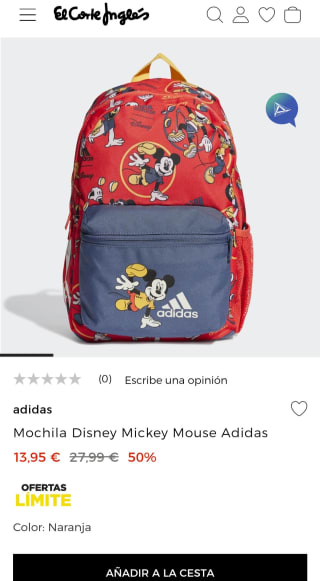 Oferta límite de ECI Mochila infantil Mickey de 12,5l por 13,95€