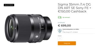 Sigma 35mm F/1.4 DG DN Art Sony FE voor €549 na cashback