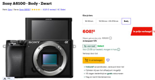 Sony A6100 Body (ILCE-6100B)voor €608,92 bij Bol