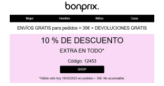 10% descuento en pedidos +35€