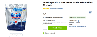 Finish Quantum Regular All in 1 Vaatwastabletten - 35 Stuks voor €4,99 bij de Gamma