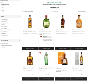Descuento 5€ en compra de 45€ selección de licores en Hipercor