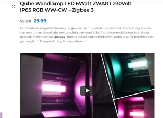 PremiumLED CUBE Wandlamp Zwart RGB-CCT (Zigbee 3.0) voor €29,99 bij LetsLeds