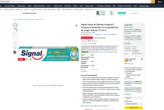 Signal Pasta de Dientes Integral 8 Limpieza Interdental Con ingredientes de origen natural 75 ml por solo 1,51€