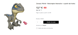 Jurassic World Figura Dinosaurio Uncaged Mirro Interactiva por 12.99€