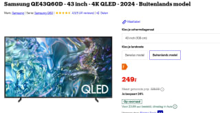 Samsung QLED Q60D 43" (buitenlands model, XXH) voor €249 bij Bol