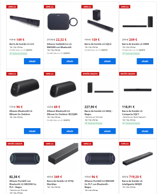 -20% descuento en Barras de Sonido y Altavoces LG