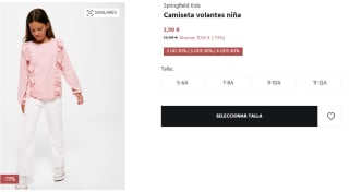 Camiseta con volantes para niña Springfield por 3.99€