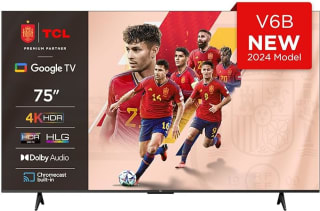 TV 75" QLED TCL 75V6B - 4K Ultra HD, Google TV, Dolby Audio, HDR 10+ por 599€