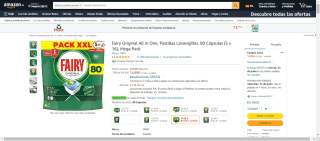 Pastillas Lavavajilla Fairy Original All in One XXL 80 capsulas por 13.49€
