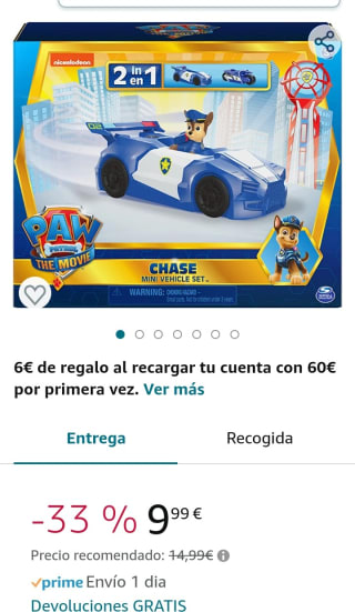 Bizak Patrulla Canina Mini Vehículo Chase Movie por 9,99€.