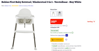 Bebies First Kinderstoel 3 In 1 Hay Wit voor €33,05 bij Bol.com