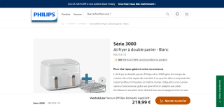 Airfryer à double panier - Blanc Philips N353/04 219,99€