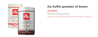 50% korting op Illy Koffie gemalen of bonen bij de Plus