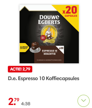 Douwe Egberts Espresso Krachtig koffiecups voordeelpak met 20 cups voor €2,79 bij Dekamarkt