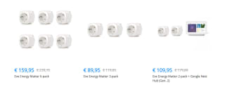 Tot €70 korting op diverse Eve Energy Matter Smart Plug bundels bij Tink