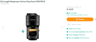 DeLonghi - ENV90.B - Nespresso Vertuo Pop Capsule voor €43,81 bij Art & Craft