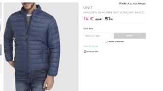 Chaqueta ultralight para Hombre Unit por 14€