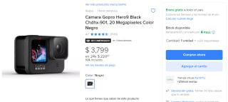GoPro Hero9 Black CHDHX-901 por $3,040 en Mercado Libre con Santander