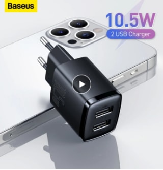 Minicargador Baseus USB Dual de 10,5 W por 6,25€
