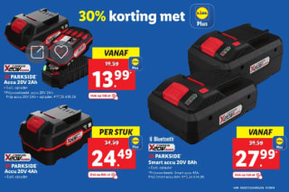 30% korting op Parkside-accu's 20V bij de Lidl