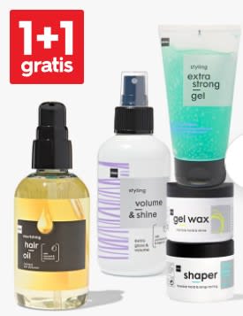 1+1 gratis op haarstyling producten bij HEMA