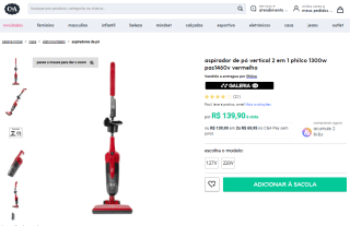 Aspirador de Pó da Philco, modelo Vertical 2 em 1 - R$ 139,90