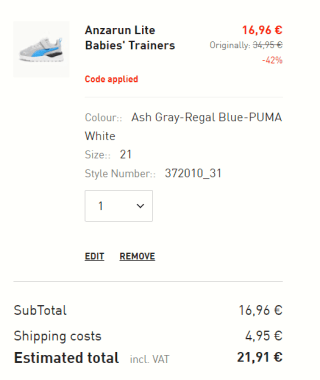 15% extra korting op geselecteerde items in de sale tot 50% bij Puma