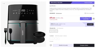 Cecotec Freidora sin Aceite de 5,5 L de Aire Caliente Cecofry Full Inox 5500 Pro. 1700 W, Dietética y Digital, Panel Táctil, Acabados en Acero Inox, Tecnología PerfectCook, Termostato, 8 Modos por 54€