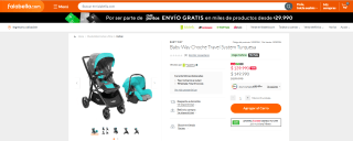 Coche Baby Way Travel System Turquesa por $139.990