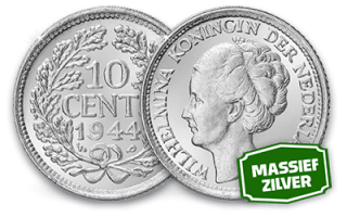 Gratis zilveren Wilhelmina geluksdubbeltje