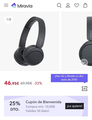 Auriculares inalámbricos - Sony WH-CH520 por 35,20€.