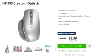 HP 930 Creator - Draadloze Muis - Ergonomisch - Zilver voor €29,99 bij Paradigit