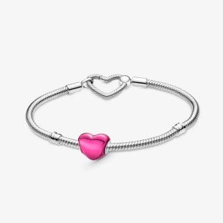Conjunto de Pulsera con Corazón Rosa Metálico. Por 79€