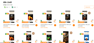 30% korting op Alle Lindt chocolade bij de AH