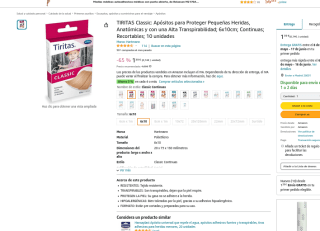 Caja con 10 apósitos para heridas TIRITAS por 1,39€
