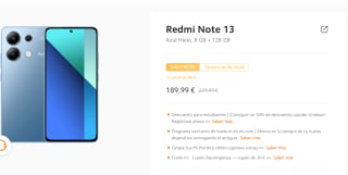 Xiaomi Redmi Note 13 8/128GB por 161.49€
