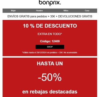 10% de descuento extra desde Bonprix