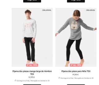 Recopilación -70% descuento en la segunda unidad de pijamas navideños en Carrefour (desde 1,73€/ud)