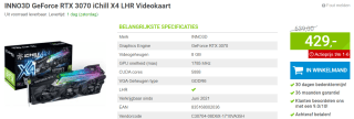 INNO3D GeForce RTX 3070 iChill X4 LHR Videokaart voor €429 bij Megekko