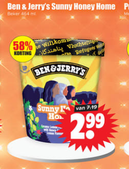 Ben & Jerry's Sunny Honey Home voor €2,99 bij Dirk