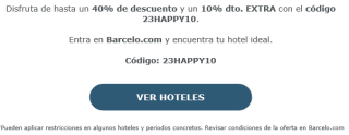 40% DTO + 10% DTO extra en Barceló Hoteles